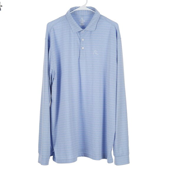 RHOBACK Long Sleeve Performance Polo Striped Heather Blue/Pink Men's XXL